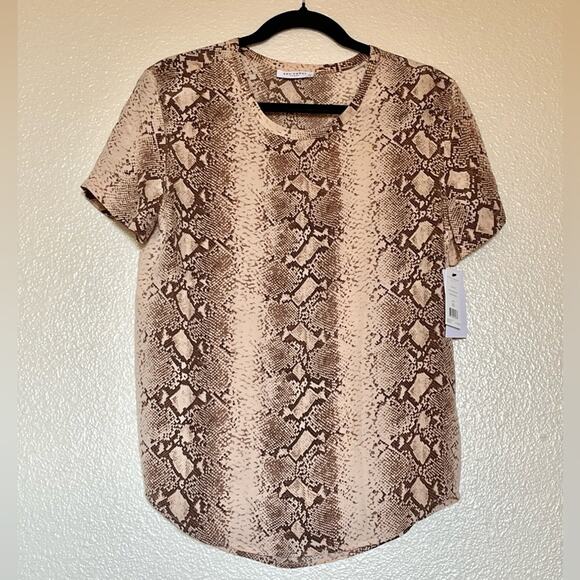 NWT Equipment 100% silk Python Riley Tee in Nude xsmall - Picture 7 of 16